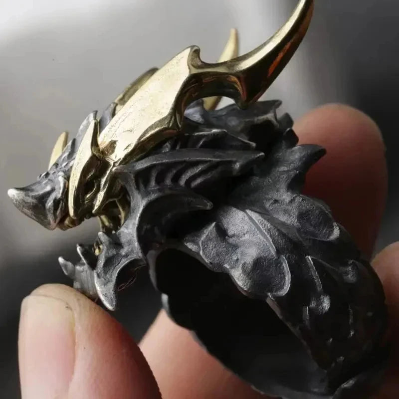 Retro Viking Double Wolf Head Leather Bracelet for Men