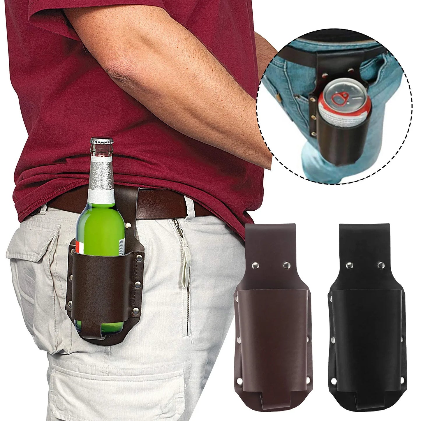 Coldre de cerveja de couro