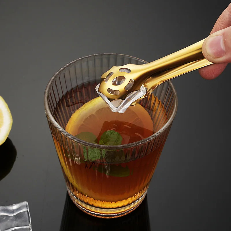 Luxo aço inoxidável pinças de gelo