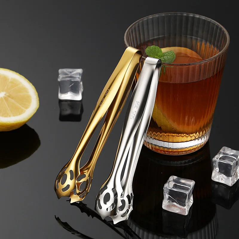 Luxo aço inoxidável pinças de gelo