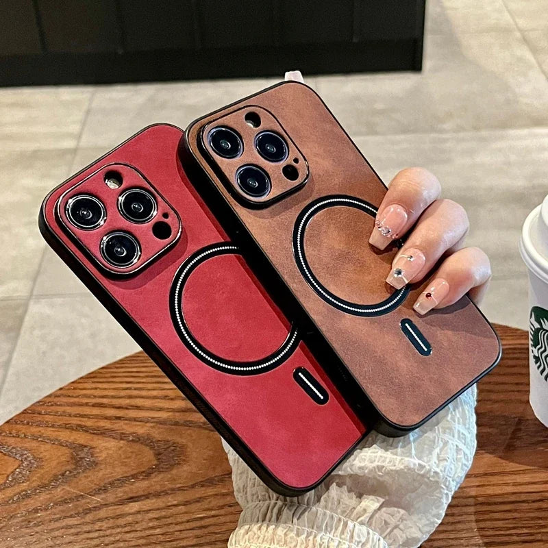 Étui iPhone en cuir Magsafe