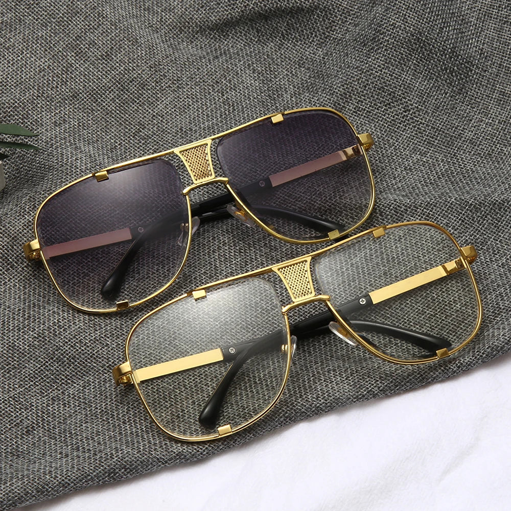 Gafas de sol de Aviator de oro de lujo: elegancia audaz con lentes de gradiente