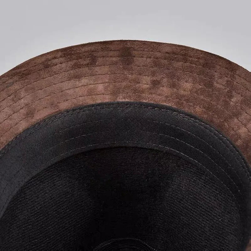 Genuine Leather Cowhide Fedora Hat