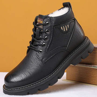 Botas de inverno de couro masculino