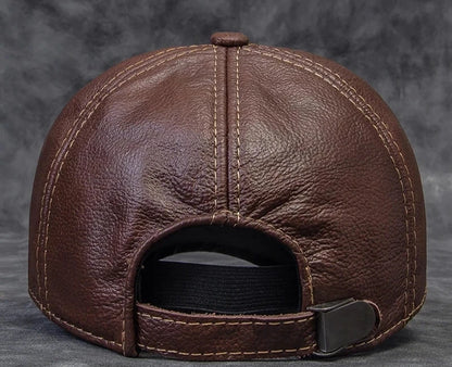 Gorra de béisbol de cuero de vaca de cuero genuina