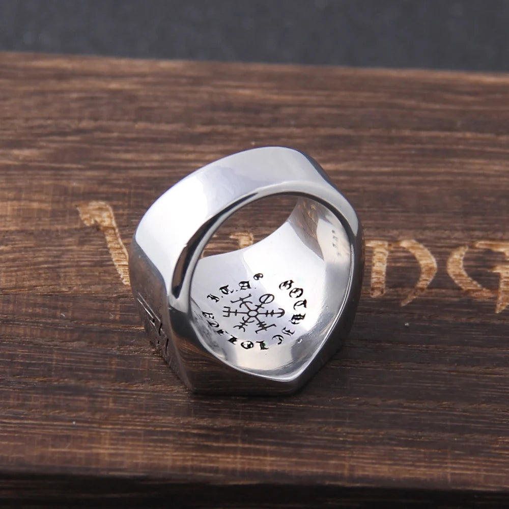 Bague hexagonale rune nordique