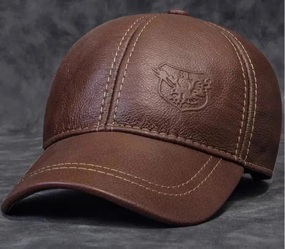 Gorra de béisbol de cuero de vaca de cuero genuina