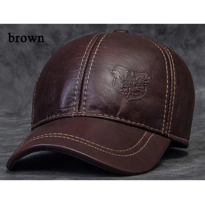 Gorra de béisbol de cuero de vaca de cuero genuina