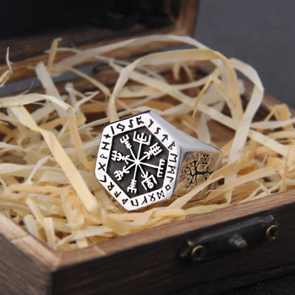 Nordic Rune Hexagonal Ring