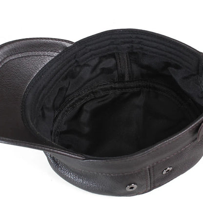 Genuine Leather Military Cap