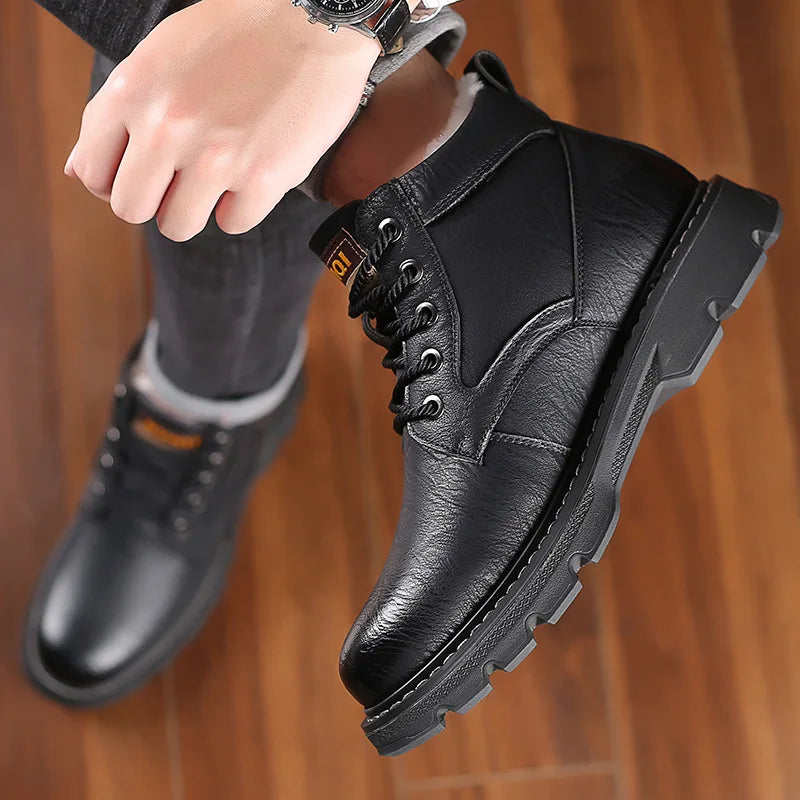 Bottes d'hiver en cuir masculin