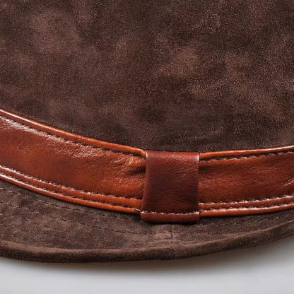 Genuine Leather Cowhide Fedora Hat