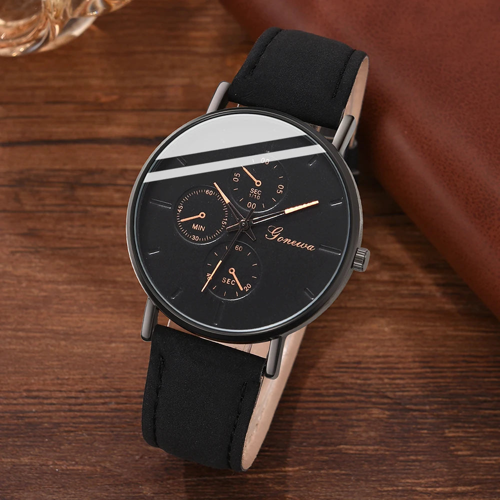 Montre chronographe noir avec accents en or rose et ensemble de bracelet