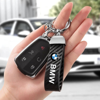 BMW Carbon Fiber Leather Keychain 