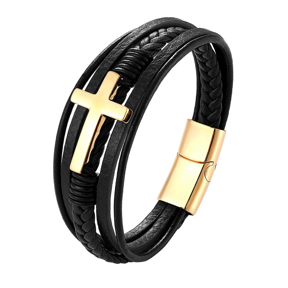 Luxus -Lederarmband mit Gold/Silberakzenten