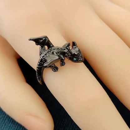 Anillos de apertura de dragón oscuro vintage para hombres