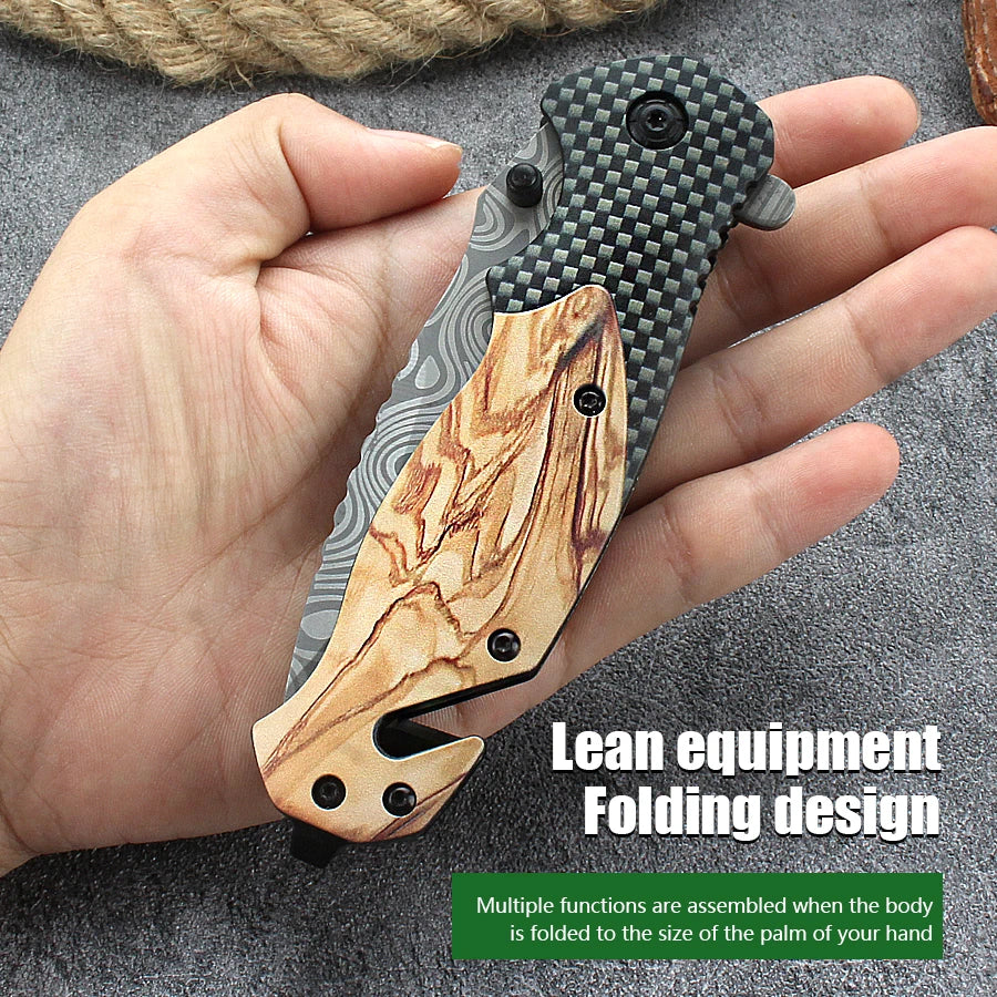 Wood Grain Folding Pocket Knife