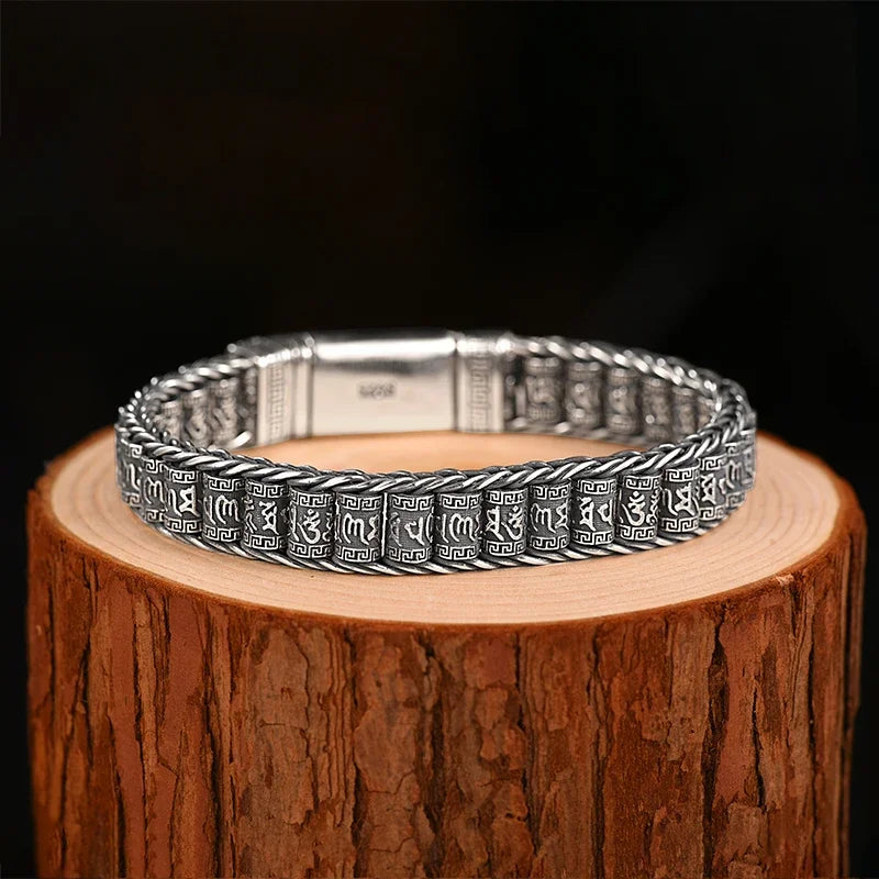 Brazalete de acero inoxidable grabado para hombres 