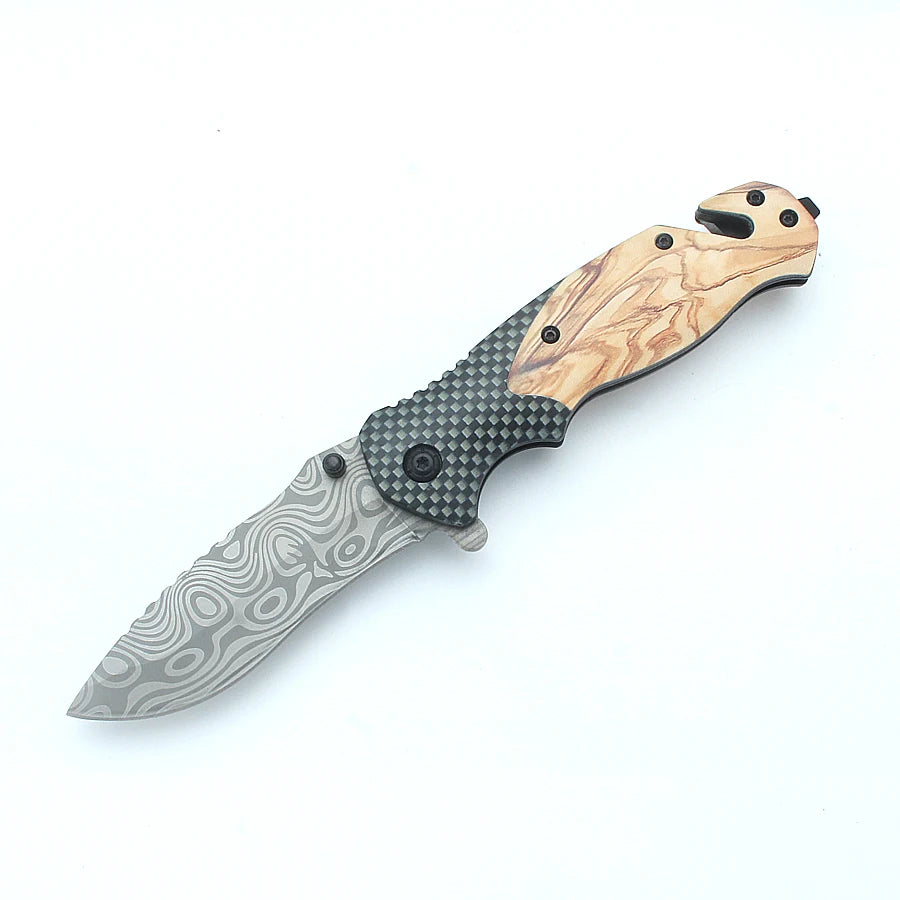 Wood Grain Folding Pocket Knife