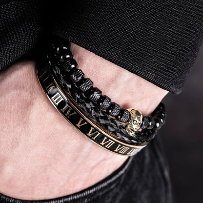 Ensemble de bracelet Roman Number et Skull