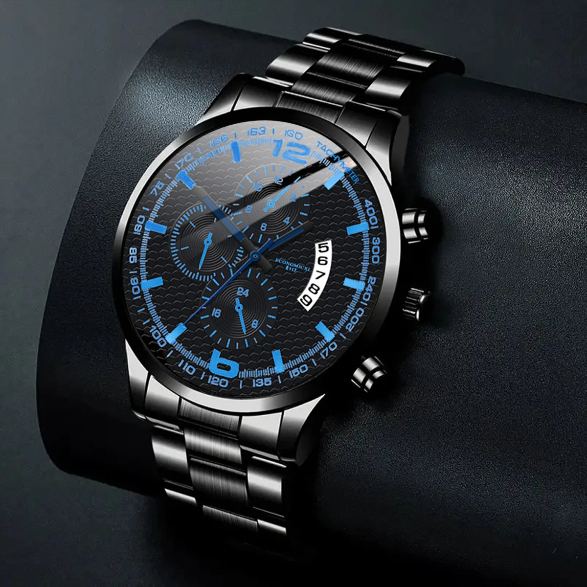 Men's Chronograph Watch with Blue Accents