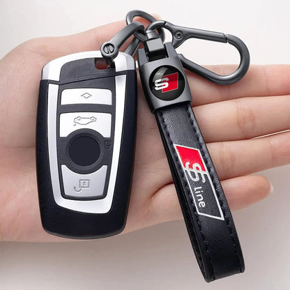 Audi Leather and Metal Keychain