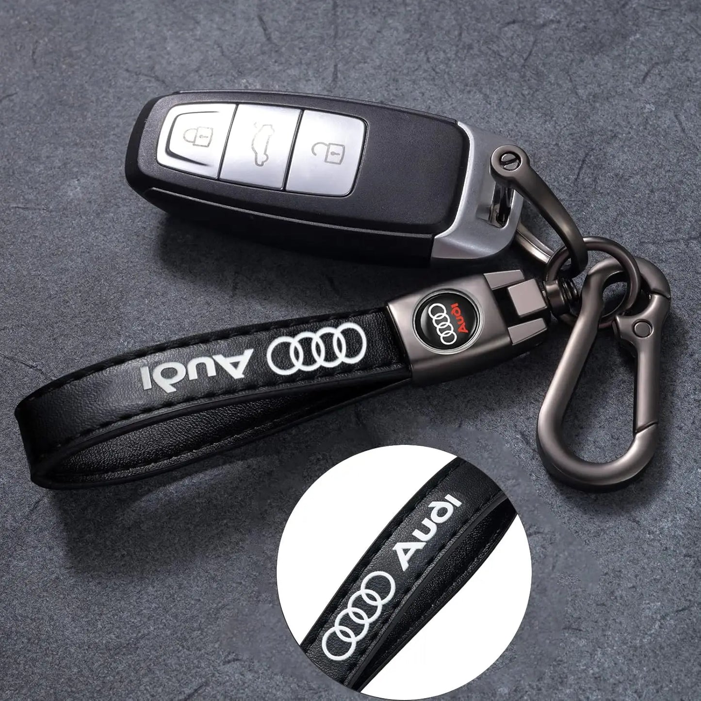 Audi Leather and Metal Keychain