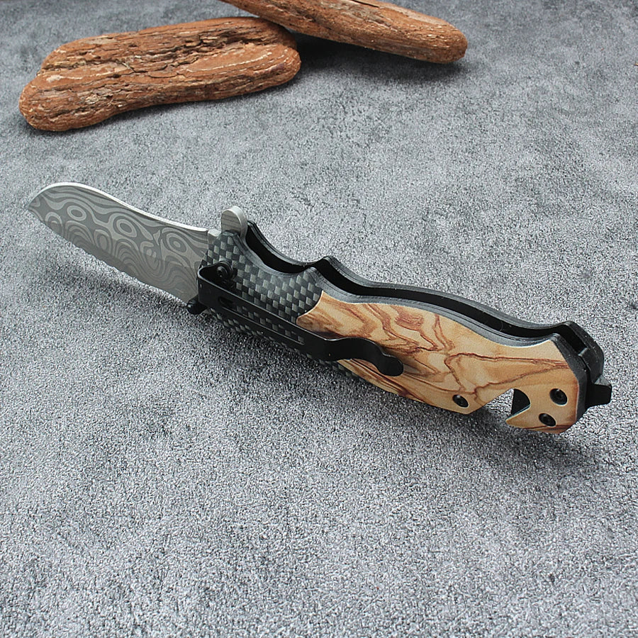 Wood Grain Folding Pocket Knife