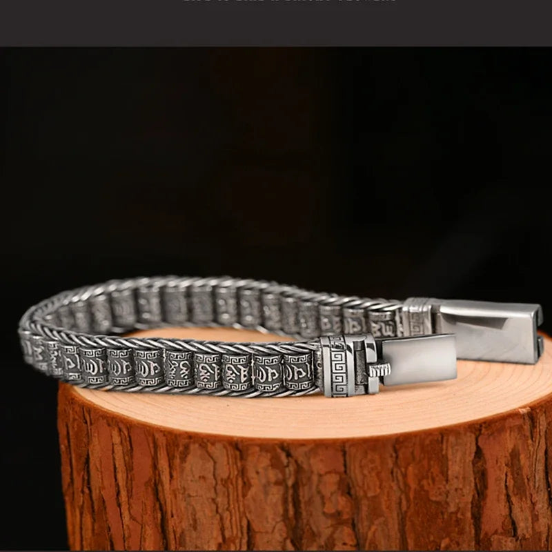 Bracelet en acier inoxydable gravé pour hommes 