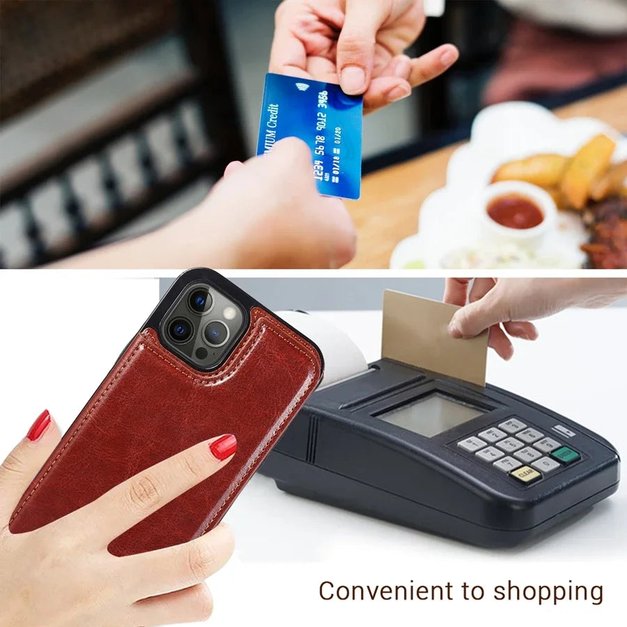 Retro Wallet Flip Leather Case For iPhone