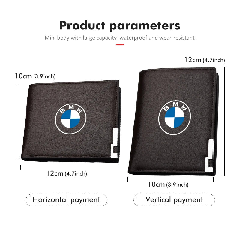 Billetera de cuero corta para hombres de BMW 