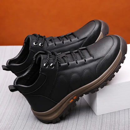 Botas de inverno homens homens genuínos sapatos de vaca de couro