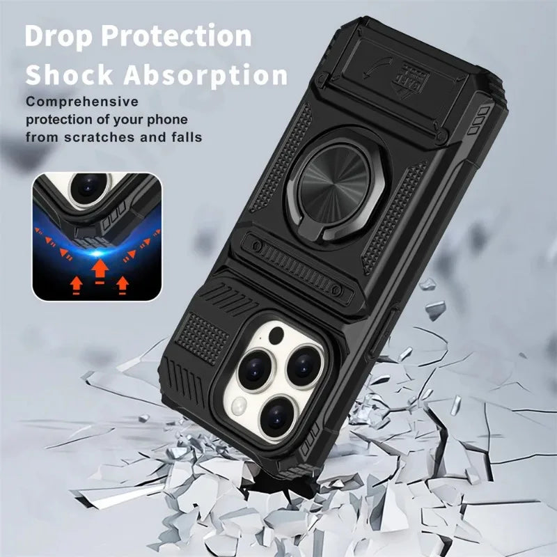 Shockproof Wallet Phone Case with Hidden Flip Card