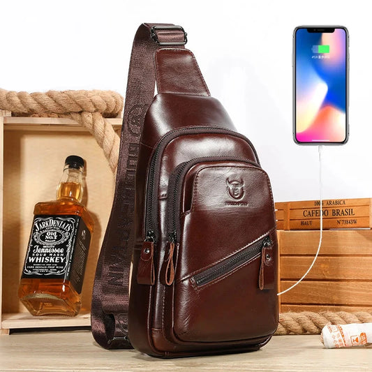 Herren -Leder -Brusttasche groß 