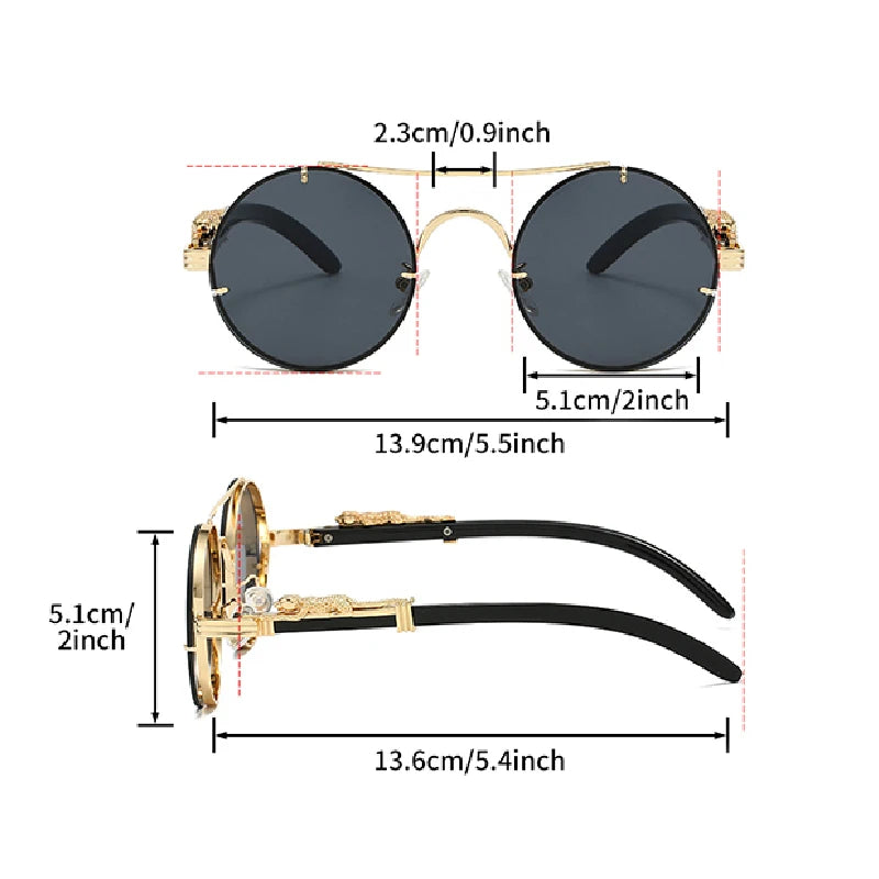 Gafas de sol redondas vintage con detalles de dragón