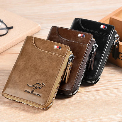 Kangaroo Leather Zipper Wallet