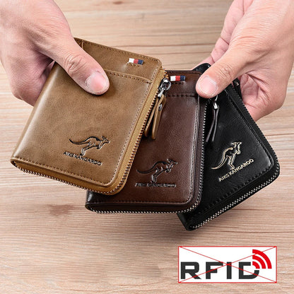 Kangaroo Leather Zipper Wallet