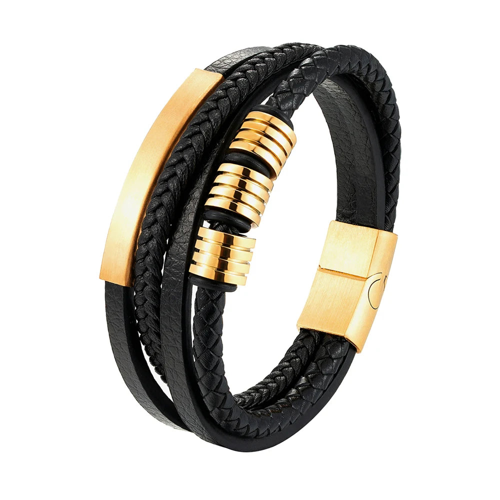 Luxus -Lederarmband mit Gold/Silberakzenten