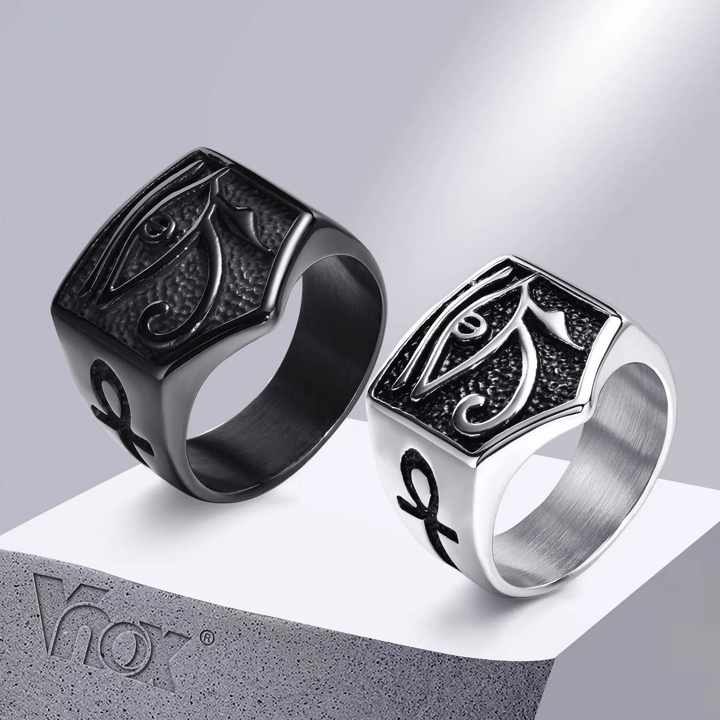 Ojo de Horus y Ankh Cross Ring