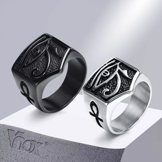 Ojo de Horus y Ankh Cross Ring