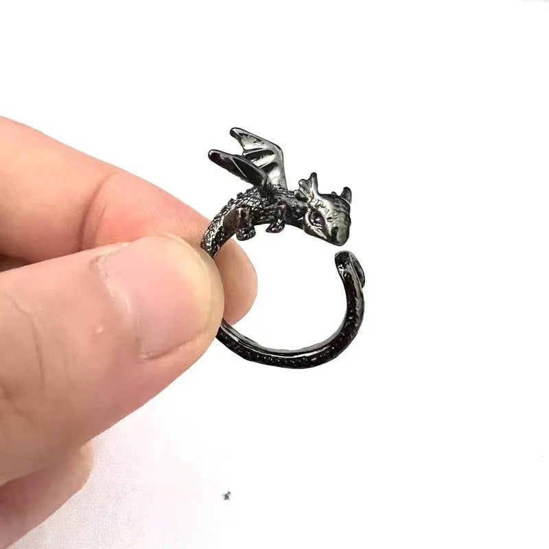 Vintage Dark Dragon Opening Rings for Men