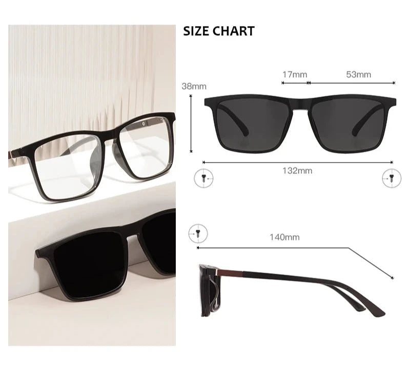 Modulare Clip-On-Sonnenbrille Set für Männer