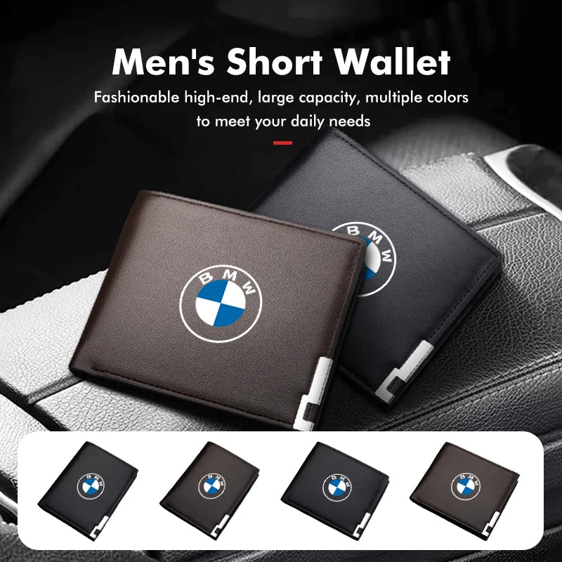 Billetera de cuero corta para hombres de BMW 