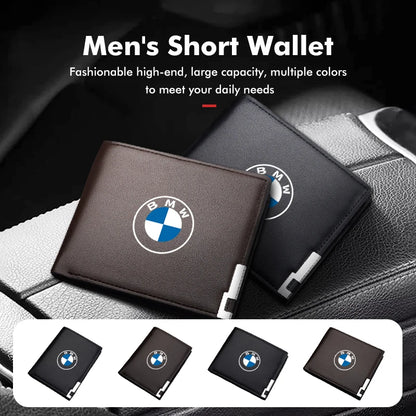 Carteira de couro curta masculina da BMW 