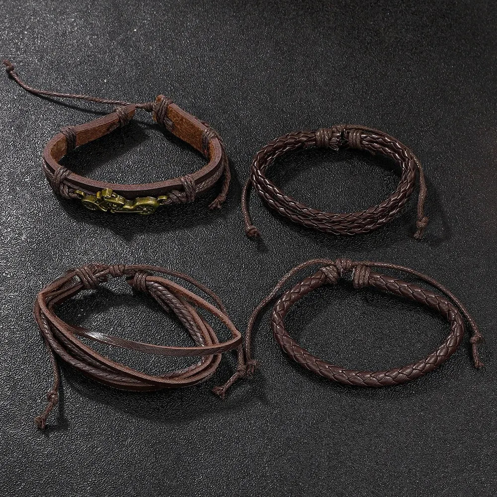 5pcs establece el reloj para hombres: pulsera de lujo en marrón