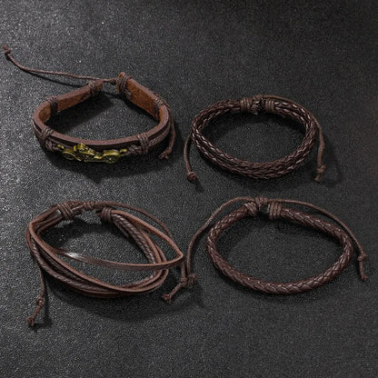 5pcs establece el reloj para hombres: pulsera de lujo en marrón