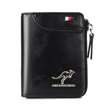 Kangaroo Leather Zipper Wallet