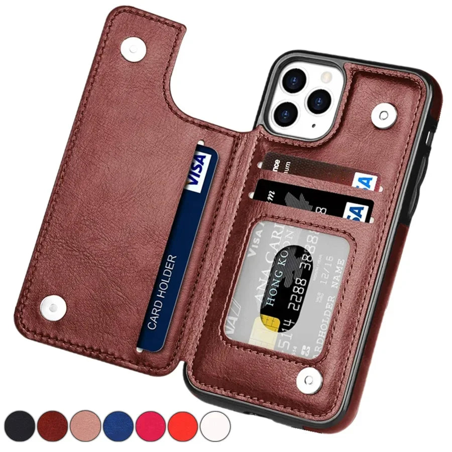 Retro Wallet Flip Leder Hülle für iPhone