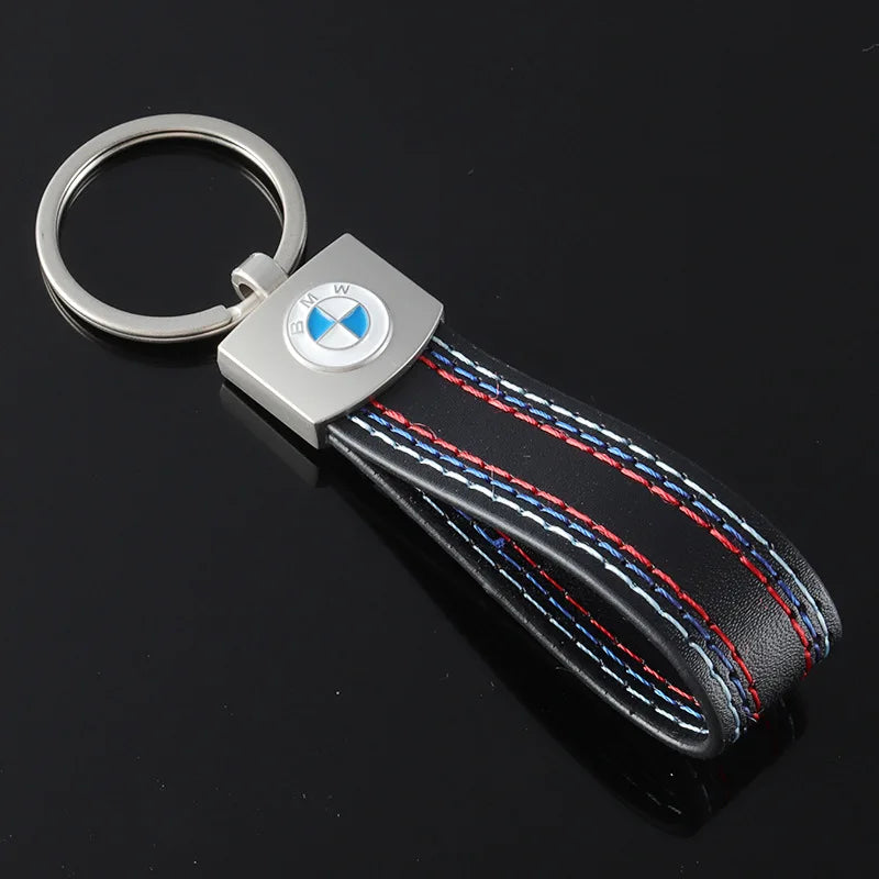 BMW Leather Metal Keychain 