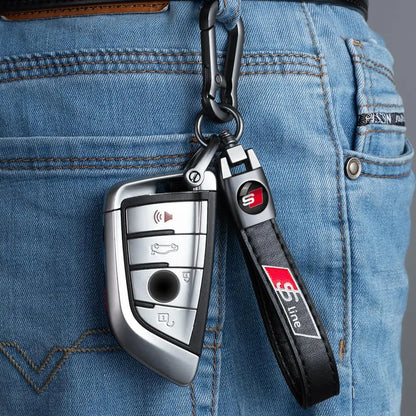 Audi Leather and Metal Keychain